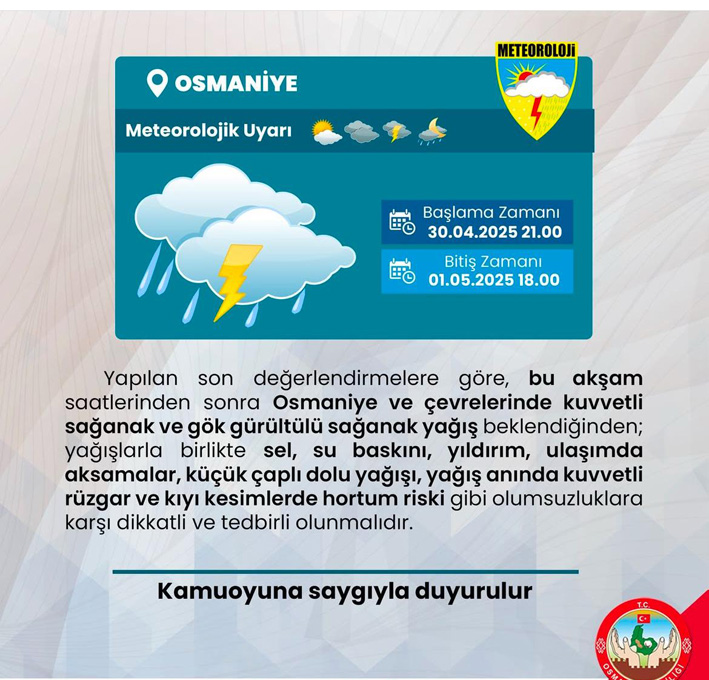 Osmaniye Valisinden Kuvvetli Yağış Uyarısı Bu Akşamdan İtibaren Gök Gürüldeyecek! 11-1