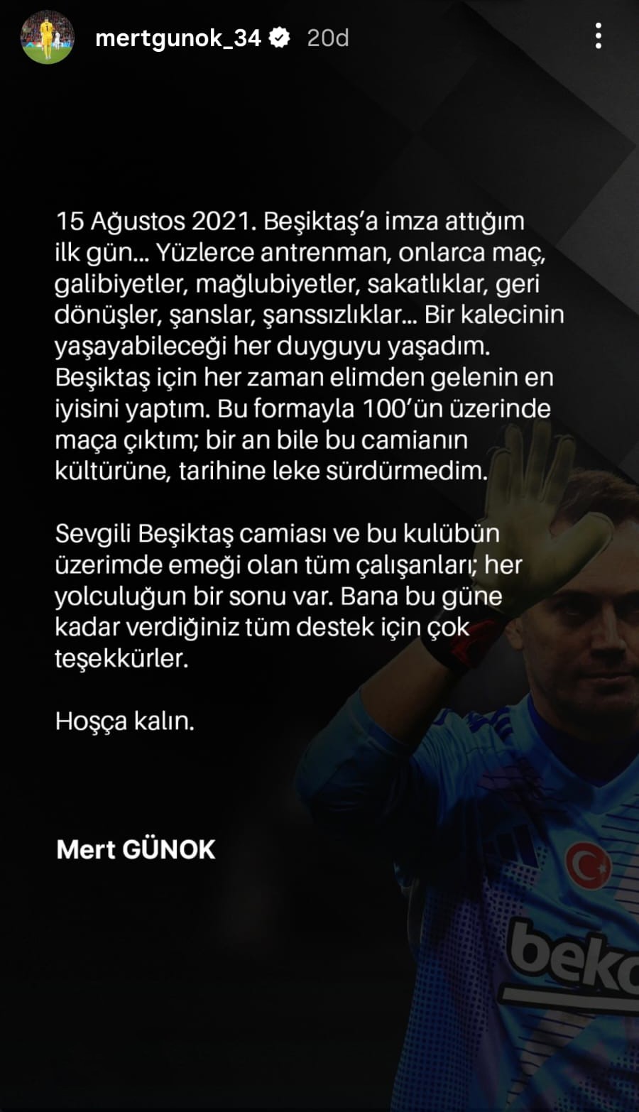 Kara Kartal'ın Kalesi Mert Günok Beşiktaş'a Veda Etti!