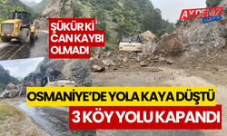 Osmaniye'de yola kaya düştü; 3 Köy yolu kapandı
