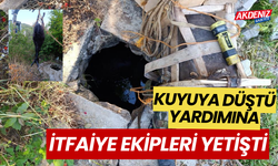 Kuyuya düştü, yardımına itfaiye ekipleri yetişti