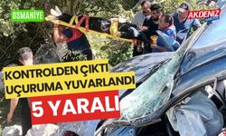 KONTROLDEN ÇIKARAK UÇURUMA YUVARLANDI: 5 YARALI