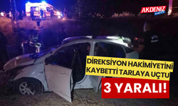 Direksiyon hakimiyetini kaybetti tarlaya uçtu: 3 yaralı