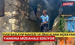 Evde başlayıp makilik ve zirai alana sıçrayan yangına müdahale ediliyor