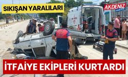 Osmaniye'de otomobilde sıkışan yaralıları itfaiye ekipleri kurtardı