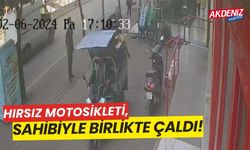 Hırsız motosikleti, sahibiyle birlikte çaldı