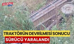 Traktörün devrilmesi sonucu traktörün sürücüsü yaralandı