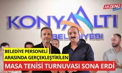 Belediye personeli arasında gerçekleştirilen Masa Tenisi Turnuvası sona erdi