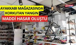 Ayakkabı mağazasında korkutan yangın, maddi hasara neden oldu