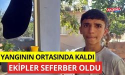 Yangının ortasında kaldı, ekipler seferber oldu