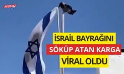 İsrail bayrağını söküp atan karga videosu viral oldu (VİDEO)