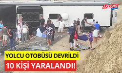 Yolcu otobüsü devrildi: 10 yaralı