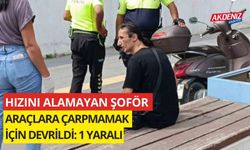 Hızını alamayan şoför araçlara çarpmamak için devrildi: 1 yaralı