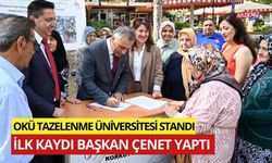 OKÜ TAZELENME ÜNİVERSİTESİ STANDINDA İLK KAYDI BAŞKAN ÇENET YAPTI