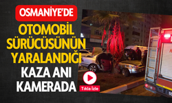 Otomobil sürücüsünün yaralandığı kaza anı kamerada