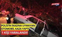 Polisin ikazına uymayan otomobil kaza yaptı, sürücü kaçtı yolcu yaralı