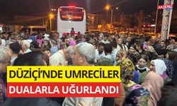 DÜZİÇİ'NDE 43 KİŞİ UMRE YOLCULUĞUNA DUALARLA UĞURLANDI