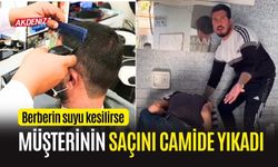 OSMANİYE'DE SUYU KESİLEN BERBER, MÜŞTERİSİNİN SAÇINI BAKIN NEREDE YIKADI