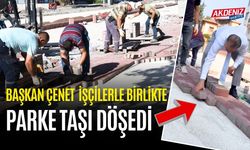 OSMANİYE BELEDİYE BAŞKANI ÇENET, İŞÇİLERLE BİRLİKTE PARKE TAŞI DÖŞEDİ