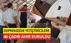 OSMANİYE'DE DEPREMZEDE YETİŞTİRİCİLERE 46 ÇADIR AHIR KURULDU