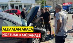 OSMANİYE'DE PARK HALİNDEKİ ARAÇ BİR ANDA ALEV ALDI