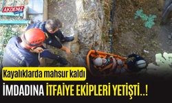 Kayalıklarda mahsur kalan adamın imdadına itfaiye yetişti