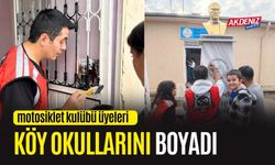 OSMANİYE MOTOSİKLET KULÜBÜ ÜYELERİ, KÖY OKULLARINI BOYUYOR