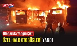 Otoparkta Yangın Çıktı, Özel Halk Otobüsleri Yandı