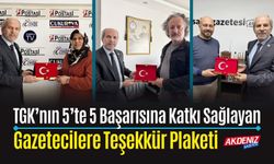 TGK’NIN 5’TE 5 BAŞARISINA KATKI SAĞLAYAN OSMANİYELİ GAZETECİLERE TEŞEKKÜR PLAKETİ