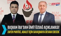 OSMANİYE: ZAFER PARTİSİ OSMANİYE MERKEZ İLÇE BAŞKANI MEHMET İBA'DAN ÜMİT ÖZDAĞ'IN TUTUKLANMASINA TEPKİ