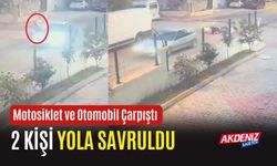 Motosiklet ve Otomobil Çarpıştı, 2 Kişi Yola Savruldu