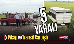 Kadirli'de pikap ve transit çarpıştı: 5 yaralı