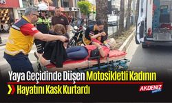 Yaya Geçidinde Düşen Motosikletli Kadının Hayatını Kask Kurtardı