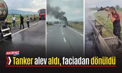 Alev alan tanker korku dolu anlara sebep oldu