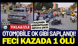 Otomobile ok gibi saplanan motosikletteki 1 kişi öldü, 1 kişi yaralandı