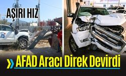 Osmaniye'de Kaza Yapan AFAD Aracı Elektrik Direğini Devirdi