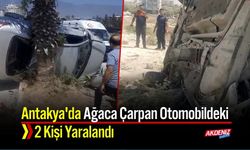 Antakya'da Ağaca Çarpan Otomobildeki 2 Kişi Yaralandı