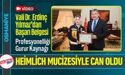 Osmaniye Vali Yılmaz’dan 112 Kahramanına Başarı Belgesi