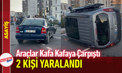 Araçlar Kafa Kafaya Çarpıştı, 2 Kişi Yaralandı
