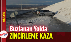 Buzlanan Yolda Zincirleme Kaza!