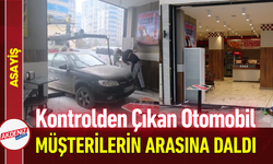 Kontrolden Çıkan Otomobil Müşterilerin Arasına Daldı!