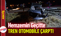 Hemzemin Geçitte Tren Otomobile Çarptı!