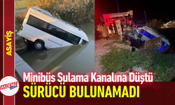 Minibüs Sulama Kanalına Düştü, Sürücü Bulunamadı!