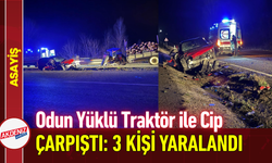 Odun Yüklü Traktör ile Cip Çarpıştı: 3 Kişi Yaralandı!
