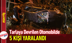 Tarlaya Devrilen Otomobilde 5 Kişi Yaralandı!
