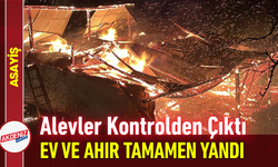 Alevler Kontrolden Çıktı: Ev ve Ahır Tamamen Yandı!