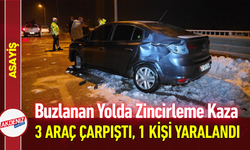 Buzlanan Yolda Zincirleme Kaza: 3 Araç Çarpıştı, 1 Kişi Yaralandı!