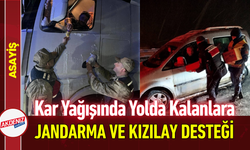 Kar Yağışında Yolda Kalanlara Jandarma ve Kızılay Desteği!