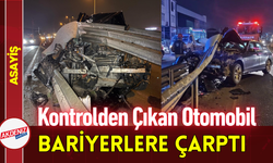 Kontrolden Çıkan Otomobil Bariyerlere Çarptı!