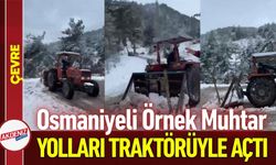 Osmaniye'de Muhtar Köy Yollarını Kendi Traktörüyle Açtı