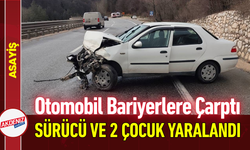 Otomobil Bariyerlere Çarptı: Sürücü ve 2 Çocuk Yaralandı!